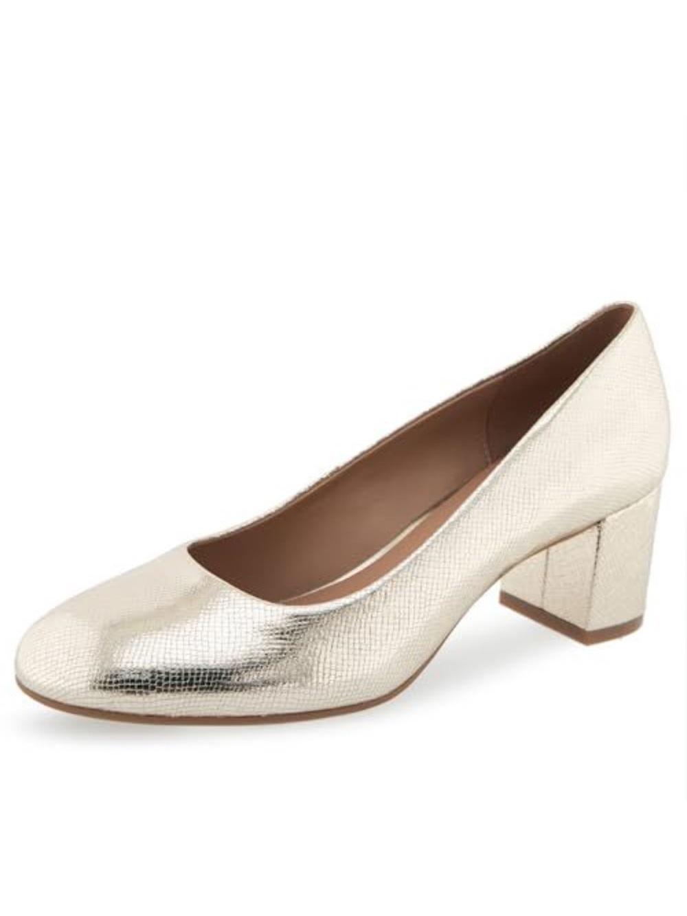 AEROSOLES Metallic Gold Block Heel Pumps